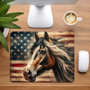 Horse with American Flag Custom Mouse Pad #2 - Picture 1 of 1
