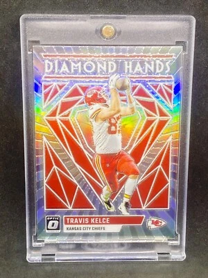 Tarjeta de inversión refractor diamante raro Travis Kelce SSP PANINI CHIEFS COMO NUEVA Foto 1 de 2