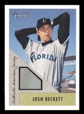 2002 Bowman Heritage Relic #BHJB Josh Beckett Marlins Jersey b