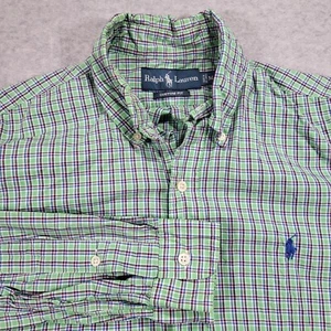 Camisa Ralph Lauren Para Hombre Mediana Calce Personalizado Verde A Cuadros Manga Larga - Imagen 1 de 9