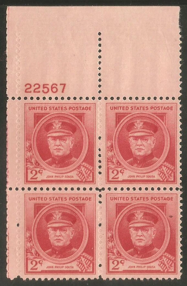 US USA Sc# 880 MNH FVF PL# BLOCK John Philip Sousa Composer March Semper Fidelis - Image 1 of 1