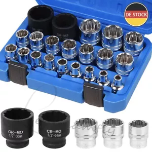Steckschlüssel Satz 1/2 Zoll Set 21tlg 8-36Mm Vielzahn Nüsse Kfz Nuss 12 Kant DE - Bild 1 von 10