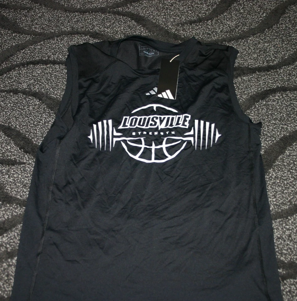 Louisville Cardinals Adidas баскетбольная команда выпущенный черный рубашка без рукавов M новый - Изображение 1 из 1