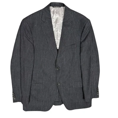 Jack Victor Wool Linen Silk Blazer Half Lined Sport Coat Striped Grey 40R - Image 1 of 4