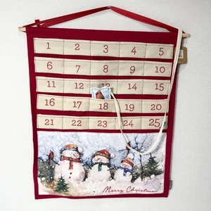 Demdaco Advent Calendar Snowman Cardinal Bird Merry Christmas Wall Hanging - Picture 1 of 9