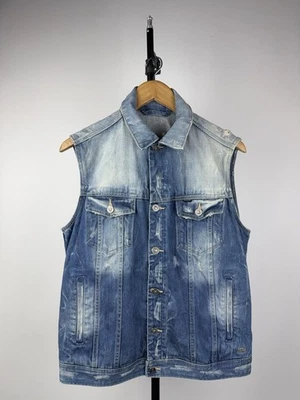 Vintage 00s G-Star RAW Distressed Denim Vest Retro Y2K Men’s S Size - Image 1 of 4