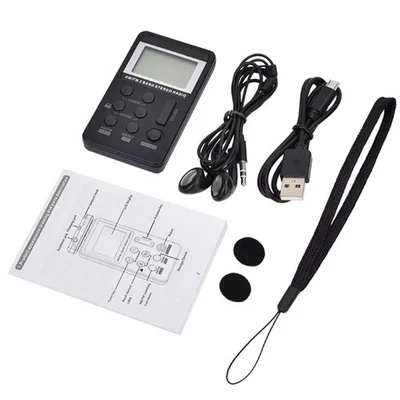 Black AM / FM Pocket Radio Mini Walkman Digital LCD Screen With 3.5mm Earphone - Image 1 of 4