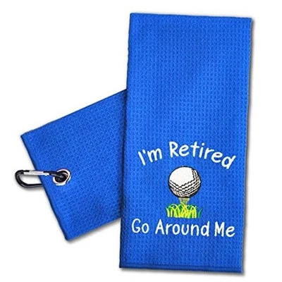  Toalla de golf I'm Retired Go Around Me bordada con clip. Golf divertido  Foto 1 de 4
