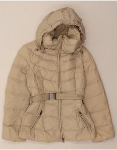 BENETTON Womens Hooded Padded Jacket IT 44 Medium Beige Polyamide CT08 - Picture 1 of 4