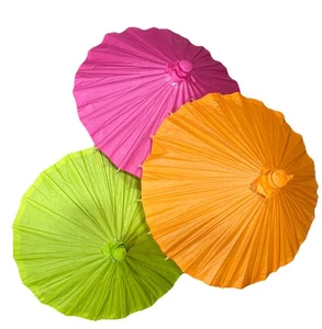 Vintage Sonnenschirme weiß Lotus Party Papier Bambus Holz Japan Schirm limette orange rosa - Bild 1 von 13