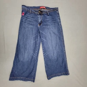 Apple Bottom Jeans Womens Size 12 Capri Mid Rise Stretch Medium Blue Denim - Picture 1 of 11