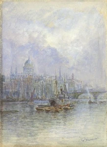 Walter Duncan - Watercolour Painting - St Pauls Cathedral, River Thames - London - Picture 1 of 4
