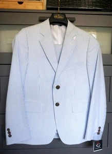 Brooks Brothers Seersucker Jacket Blazer Boys 14 New - Picture 1 of 15