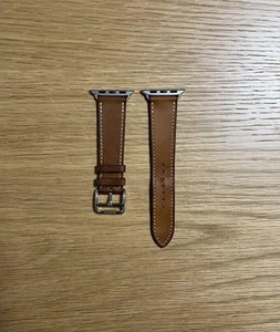 Hermes Vachette Leather Apple Watch Band Fawn Brown Single Tour Strap 38 42mm - Photo 1 sur 17