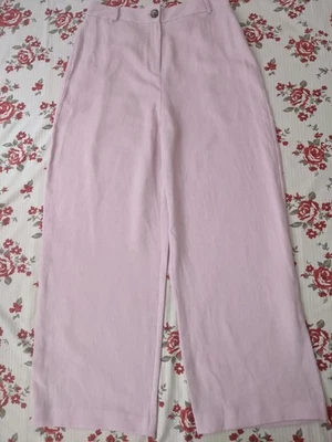 River island wide leg trousers size 14 48% linen - Image 1 of 3