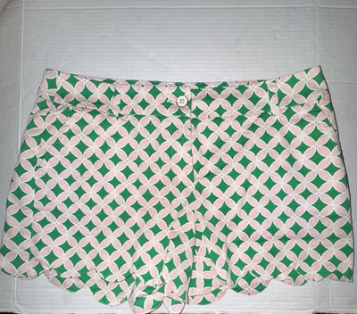 Pantalones Cortos Geométricos Crown & Ivy Mujer Rosa y Verde Talla 10 Bolsillos Cortados Foto 1 de 4