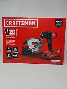 Craftsman V20 Drill Driver Circular Saw Tool Combo Kit 2 Batteries Charger Open