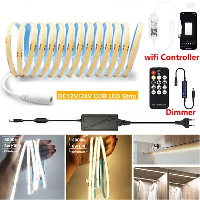 LED Cob Stripe 12V 24V Leuchtstreifen Streifen WW/CW/NW Dimmar selbstklebend DHL - Bild 1 von 4