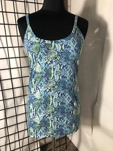 OP Juniors Spaghetti Strap Blue Python Print 100% organic fabric Size XL - Picture 1 of 6