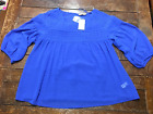 Tu Blue Floaty Semi Sheer Poplin 3/4 Sleeve Blouse + Cami Vest Size Uk 18 Bnwt