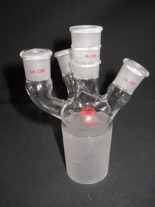 Ace Glass 19/38 & 14/20 Joints 4-Neck Flask Head Adapter with 45/50 Inner Joint - Picture 1 of 3