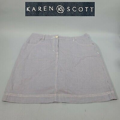 Karen Scott Skort Skirt Blue White Stripe 18  Women's Size 8 With Useful Pockets • 22.90€