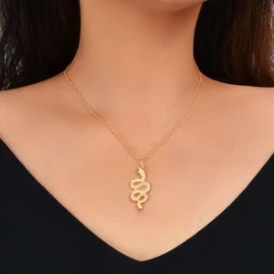 Serpent Pendant Necklace Striking Snake Charm Jewellery for a Bold Edgy Look - Picture 1 of 4