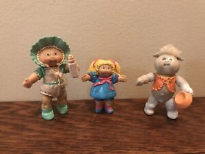 3 Vtg 1984/ 1985 Cabbage Patch Kids Romper Cat 3" PVC Figurines