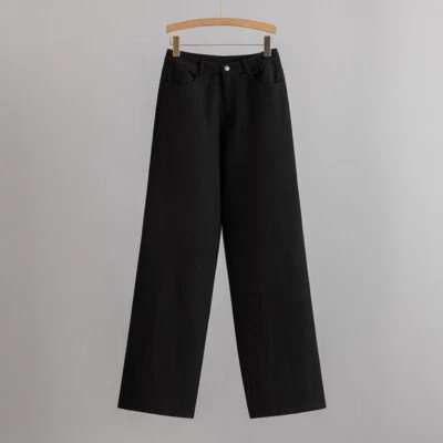 Mujer THE ROW Nuevo Lino Algodón Cintura Alta Recto Largo Simple Pantalones Foto 1 de 4