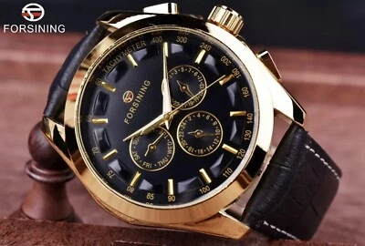 Reloj de lujo Forsining para hombre correa de cuero genuino. Impermeable.  Gran idea de regalo. Foto 1 de 4