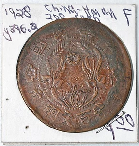 1928 CHINA HONAN Rare 200 CASH Y-396.1 1928年河南省当贰佰文铜元42毫米大钱 - Picture 1 of 4
