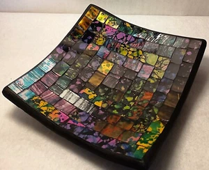 Azulejos de vidrio de mosaico, bandeja, única en su tipo, tema de collage, 6 por 6 pulgadas, hechos a mano - Imagen 1 de 2