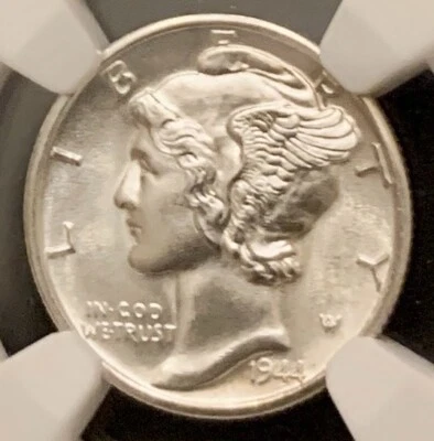 1944 D Mercury Dime NGC MS 67+ FB - BLAST WHITE - Image 1 of 4