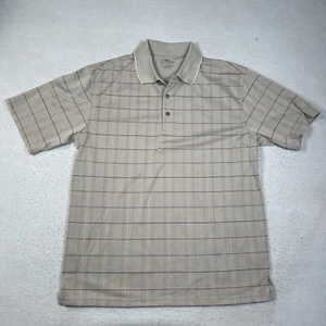 PGA Tour Golf Polo Men's Size Large Beige Check Short Sleeve Collared - Picture 1 of 8