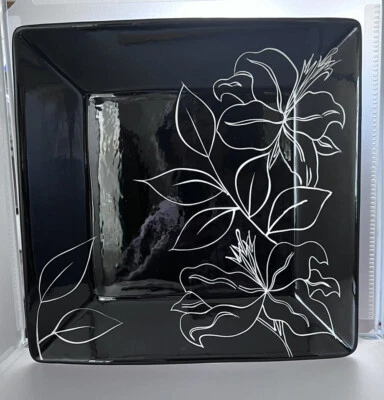 "Laurie Gates Antillas descatalogado bandeja cuadrada negra plato para servir 12"" usado en excelente estado" Foto 1 de 4