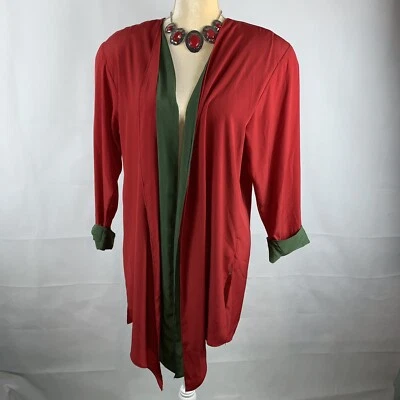 Vintage Jo Hardin Red And Green Open Asymmetrical Blazer Size 10 - Изображение 1 из 4
