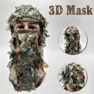 Woodland Camo 3D Camouflage Leaf Balaclava Ghillie Suits Face Mask Hunting Hats - Picture 1 of 4