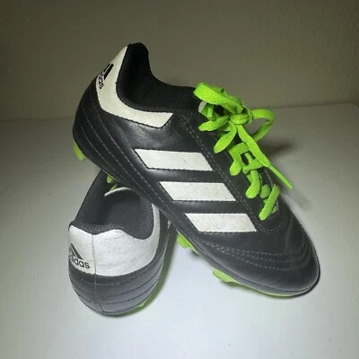 Adidas Kids Soccer Cleats Size 12  BB0570 Black Green White Shoes - Image 1 of 4