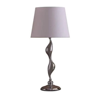 HomeRoots Bedside Table Lamp 24 in. Standard Light Bulb Linen Shade Silver - Picture 1 of 4