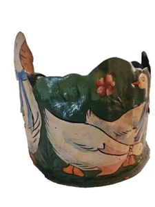 Vintage Hand Painted Ducks Tin Bowl - Picture 1 of 5