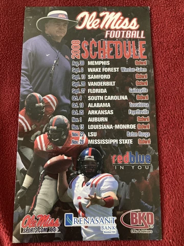 Vintage￼ Ole Miss Rebels 2014 NCAA Football￼ Magnet schedule Cover