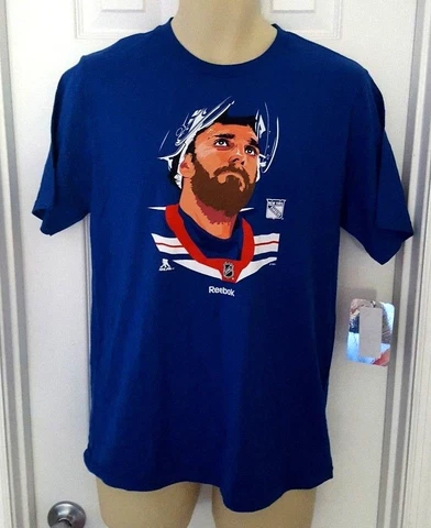 Henrik Lundqvist Youth T Shirt Size XL 18 Reebok Blue New York Rangers NHLPA Cover