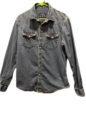 Chaqueta de mezclilla American Eagle Outfitters para hombre mediana perla a presión ajuste vintage Foto 1 de 4