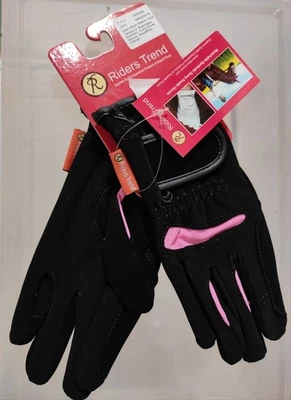Riders Trend Damen Reithandschuhe Synthetisches Wildleder Black/Pink XS - Bild 1 von 4