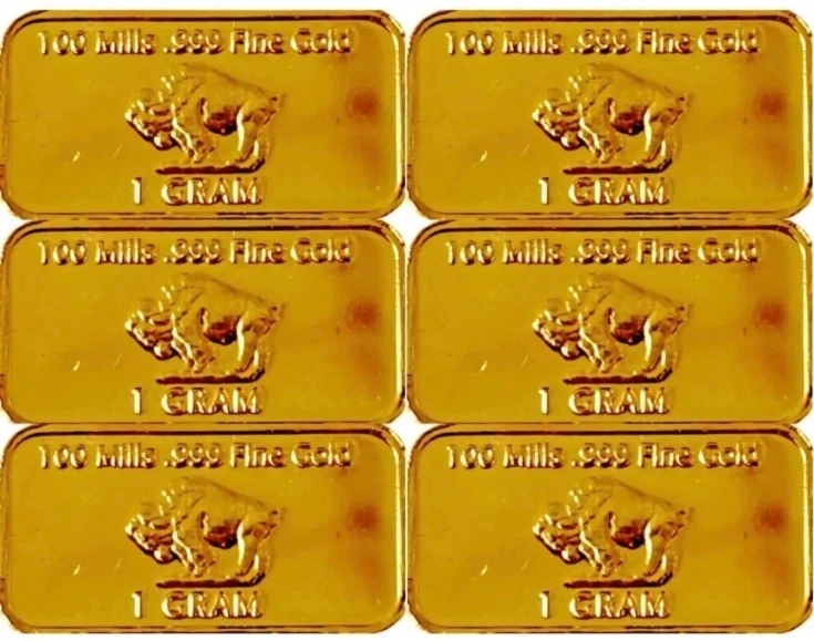 (6) 1 Gram - Gold Buffalo Bullion Bar .999 Fine 24k GOLD BARS - Image 1 of 4