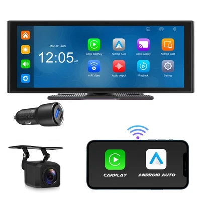 Kamera + Wireless CarPlay Android Auto 10,2" IPS Touchscreen P4 Autoradio 4K DVR - Bild 1 von 4