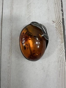 Prendedor/broche vintage de ámbar Art Nouveau .925 - Imagen 1 de 10