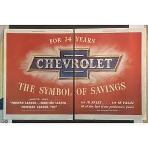 Anuncio impreso vintage Chevrolet sigue comprando bonos de guerra 1945 2 páginas 13,5 x 10,5 cada una - Imagen 1 de 2
