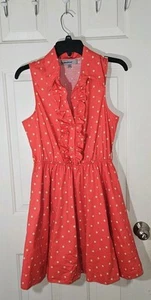 Bailey Blue Fit & Flare A-line Dress Pink Polkadot Sleeveless Tulle Skirt Sz L - Picture 1 of 8
