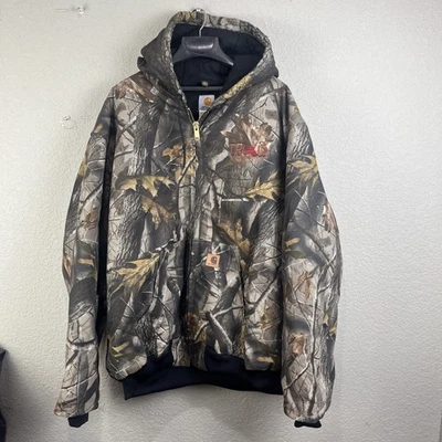 Vintage Carhartt Hooded Camo Jacket Size XXL 2XL J143 CMO Realtree Lined Logos - Image 1 of 4